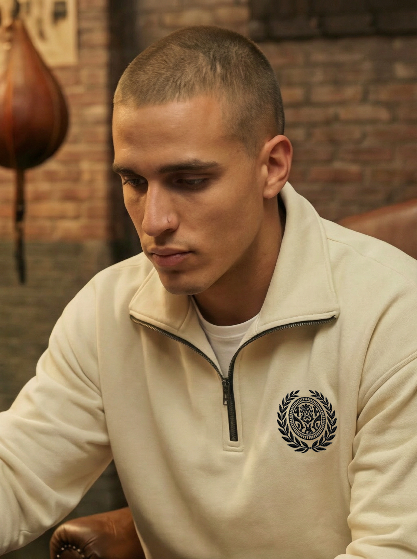 MMA ADDICT Luxury Beige Quarter-Zip