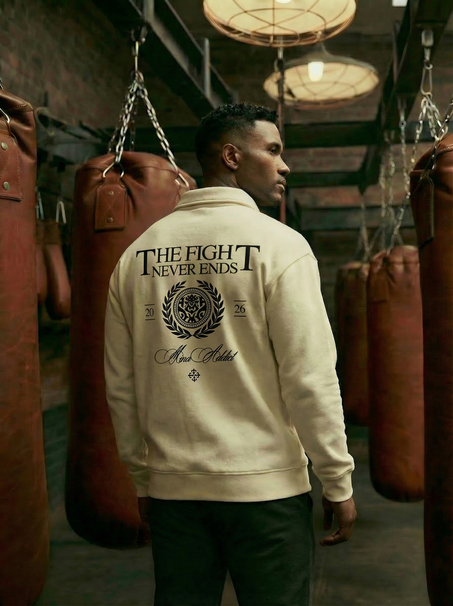 MMA ADDICT Luxury Beige Quarter-Zip